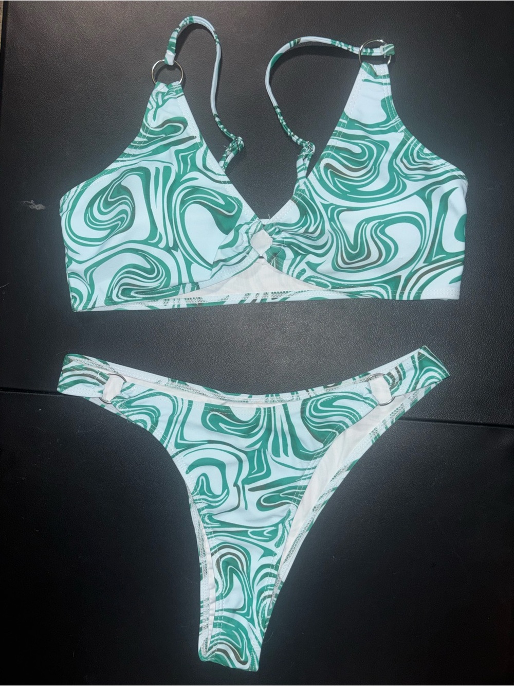 Green Swirl Two-Piece Bikini Set - Women Swim